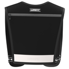 Back view of LUMEFIT black running hydration vest on white background