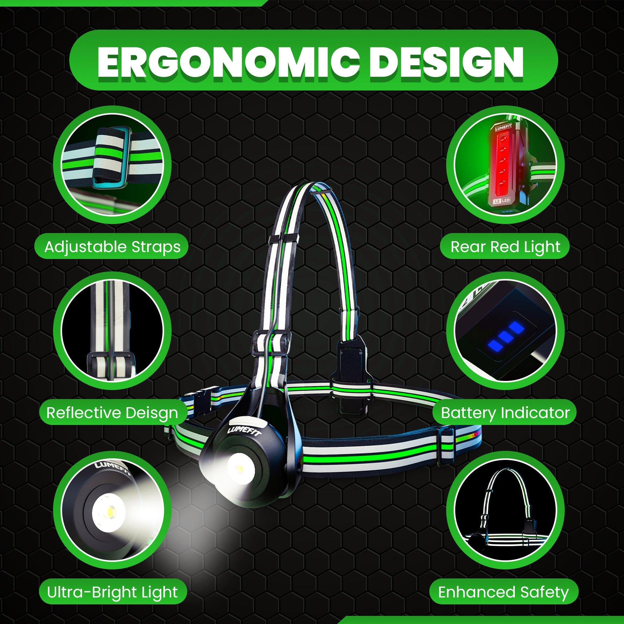 RUNNING CHEST LIGHT - GREEN JR0906