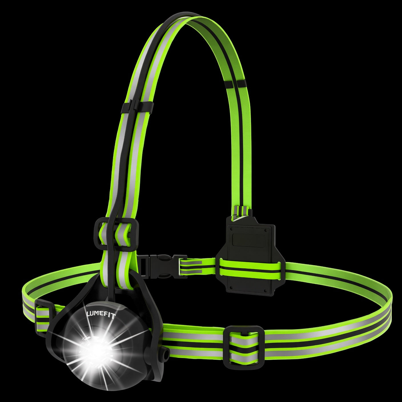LUMEFIT JR0901 green running chest light with reflective harness and packaging