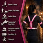 LUMEFIT pink LED reflective running vest with bright safety lights, reflective straps and armbands