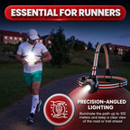 LUMEFIT running chest light illuminating the path ahead with an adjustable 100 metre beam