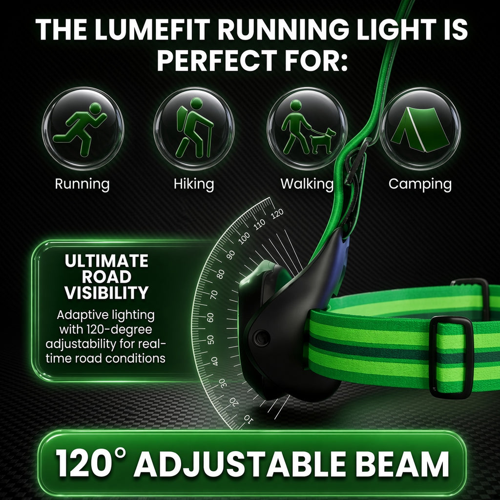 LUMEFIT running chest light with 120 degree adjustable beam for running, hiking, walking and camping