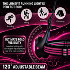 LUMEFIT running light with 120 degree adjustable beam for running, hiking, dog walking and camping