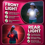 LUMEFIT running chest light with bright front light and rear red safety light for night running