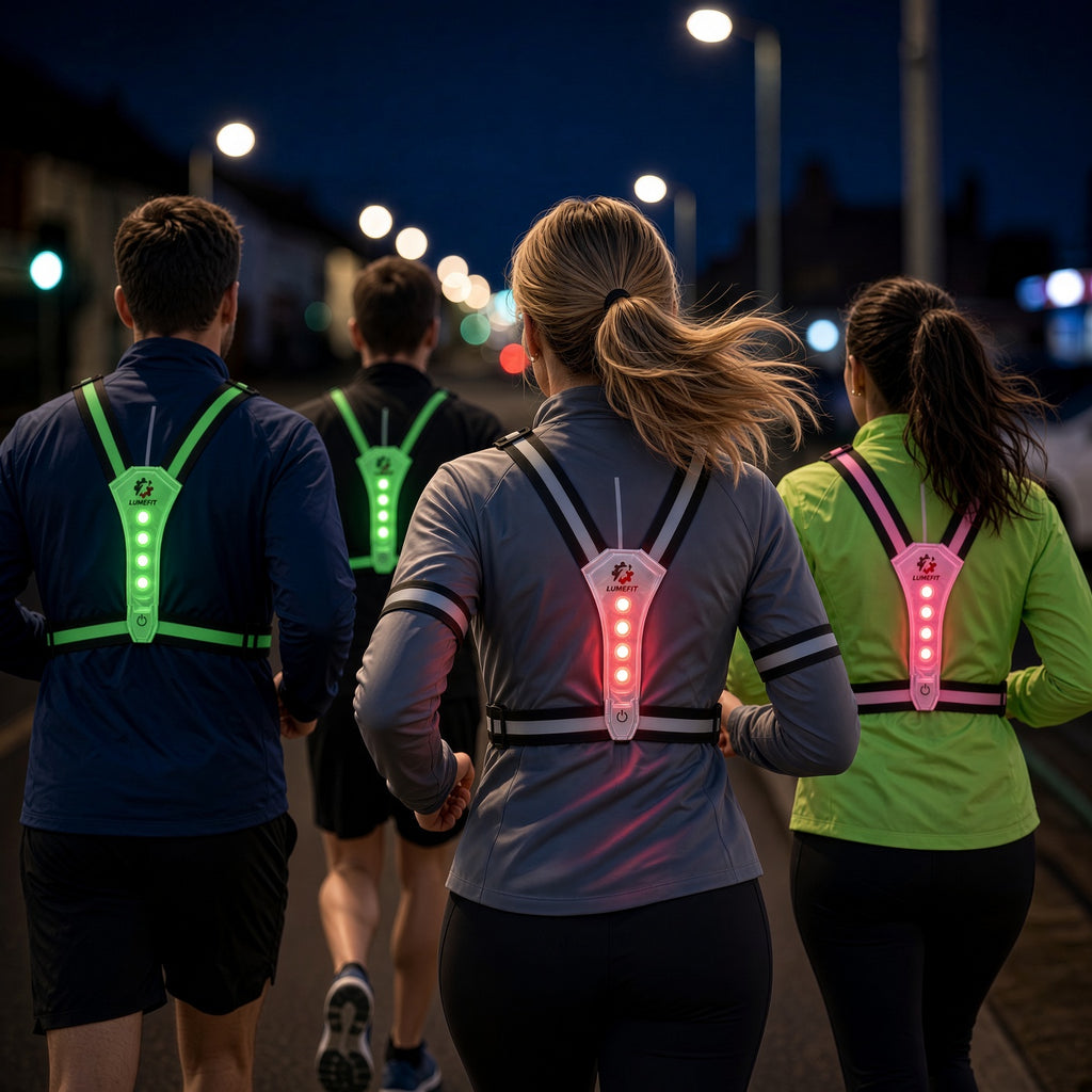 LUMEFIT LED reflective vest for running, jogging, dog walking, cycling and outdoor visibility