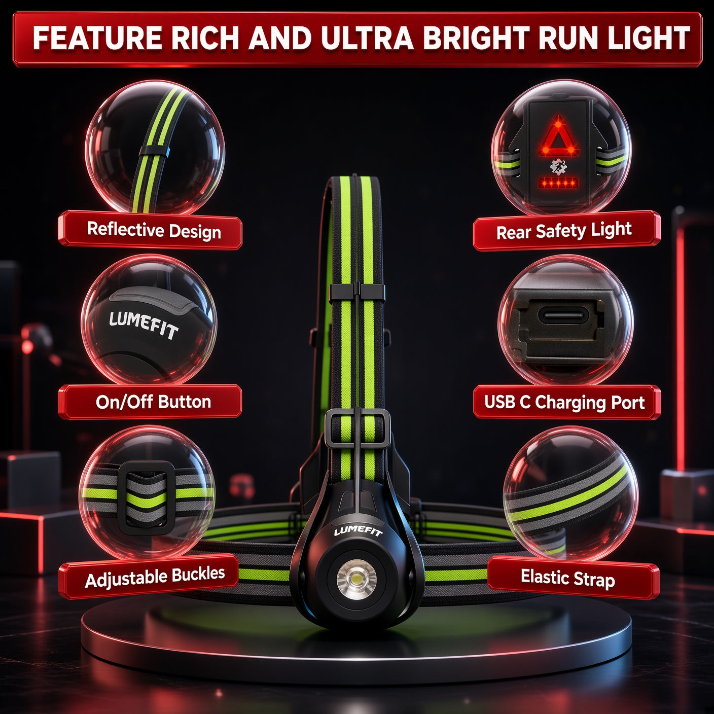 LUMEFIT weatherproof chest light for running in the rain