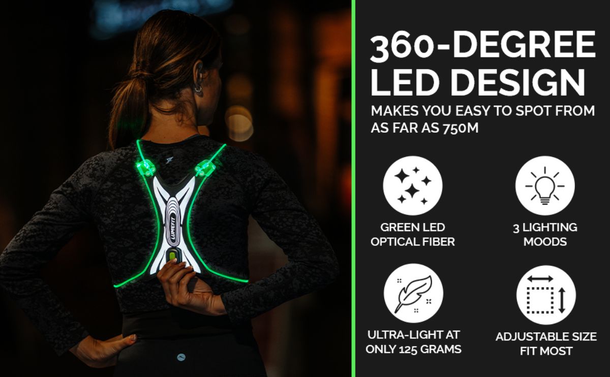 Reflektierende Sicherheitsweste mit LED V förmig Neongelb Jogging Fahrrad  Winter